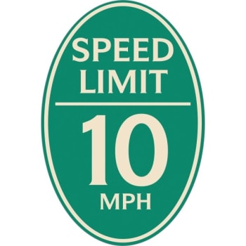 Image for Speed Limit 10 Mph Oval Designer Sign, Ivory On Green, 12 X 18 from HD Supply