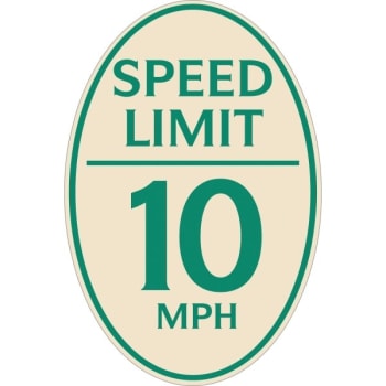 Image for Speed Limit 10 Mph Oval Designer Sign, Green On Ivory, 12 X 18 from HD Supply