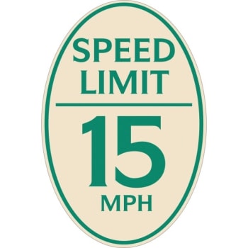 Image for Speed Limit 15 Mph Oval Designer Sign, Green On Ivory, 12 X 18 from HD Supply