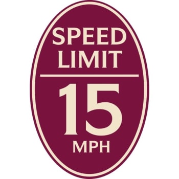 Image for Speed Limit 15 Mph Oval Designer Sign, Ivory On Burgundy, 12 X 18 from HD Supply