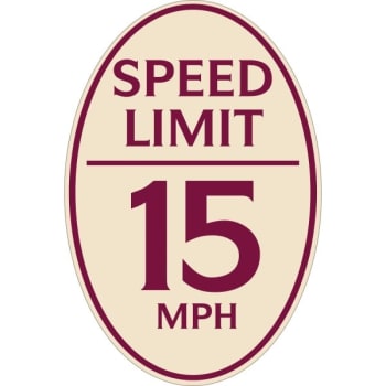 Image for Speed Limit 15 Mph Oval Designer Sign, Burgundy On Ivory, 12 X 18 from HD Supply