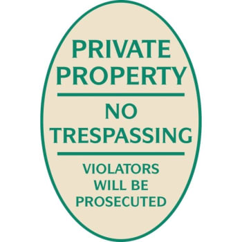 Image for Private Property Oval Designer Sign, Green On Ivory, 12 X 18 from HD Supply