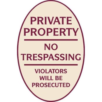 Image for Private Property Oval Designer Sign, Burgundy On Ivory, 12 X 18 from HD Supply