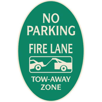 Image for No Parking Oval Designer Sign, Ivory On Green, 12 X 18 from HD Supply