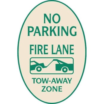 Image for No Parking Oval Designer Sign, Green On Ivory, 12 X 18 from HD Supply
