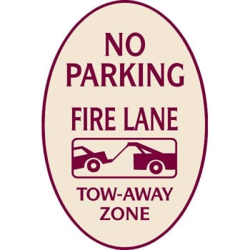Image for No Parking Oval Designer Sign, Burgundy On Ivory, 12 X 18 from HD Supply