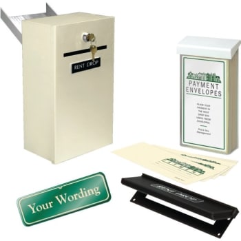 Rent Drop Box Kit With Door Chute, Beige With Green Sign