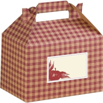 Gift Boxes With Labels, Burgundy Gingham Design