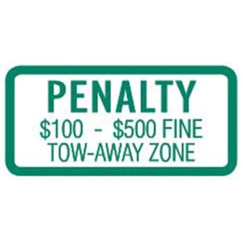Image for Virginia Penalty 100-500 Dollar Tow-Away Zone Disabled Parking Sign, 12 X 6" from HD Supply