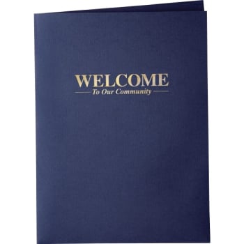 Image for Personalized Welcome Folders, Foil Stamped Linen, Blue Package Of 100 from HD Supply