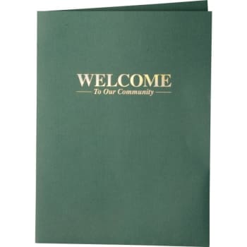 Image for Personalized Welcome Folders, Foil Stamped Linen, Green Package Of 100 from HD Supply