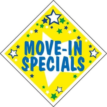 Image for Coroplast Move-In Specials Diamond Shaped Amenity Sign, Stars, 24 x 24 from HD Supply