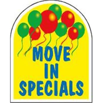 Image for Aluminum Move-In Specials Arched Amenity Sign, Balloons, 24 x 30 from HD Supply