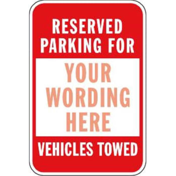 Image for Semi-Custom Reserved Parking for Sign, Red Non-Reflective, 18 x 24 from HD Supply