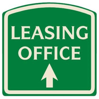 Image for Leasing Office Arched Designer Sign With Up Arrow, Ivory On Green 16 X 16 from HD Supply