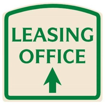 Image for Leasing Office Arched Designer Sign With Up Arrow, Green On Ivory 16 X 16 from HD Supply