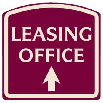 Image for Leasing Office Arched Designer Sign With Up Arrow, Ivory On Burgundy 16 X 16 from HD Supply