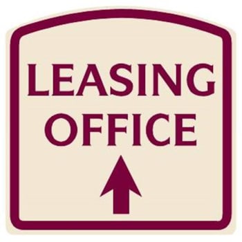 Image for Leasing Office Arched Designer Sign With Up Arrow, Burgundy On Ivory 16 X 16 from HD Supply