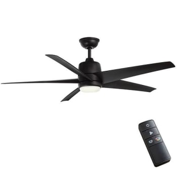 Image for Hampton Bay 54" Matte Black Mena Ceiling Fan - Quick Install, Remote Control, Integrated Led, Damp Rated from HD Supply