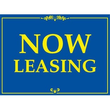 Image for Aluminum Now Leasing Amenity Sign, Blue/Yellow, 24 x 18 from HD Supply