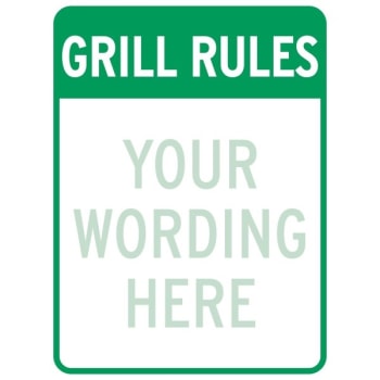 Image for Semi-Custom Grill Rules Sign, Non-Reflective, 12 x 18 from HD Supply