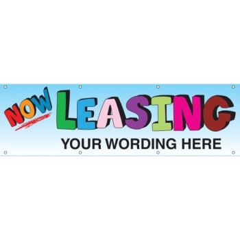 Image for Semi-Custom Now Leasing Banner, Multicolored Letters, 15' x 4' from HD Supply