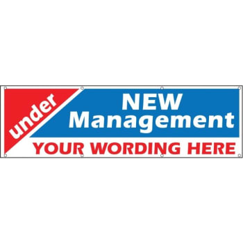 Image for Semi-Custom Under New Management Banner, Red/white/blue, 20' X 4' from HD Supply