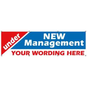 Image for Semi-Custom Under New Management Banner, Red/white/blue, 10' X 3' from HD Supply