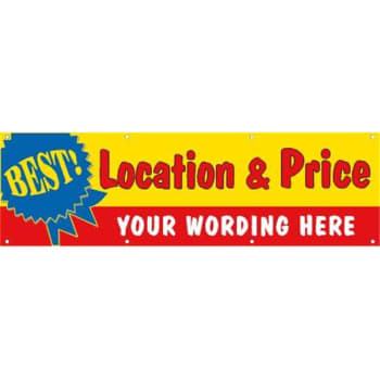 Image for Semi-Custom Best! Location & Price Banner, Blue Ribbon, 10' X 3' from HD Supply