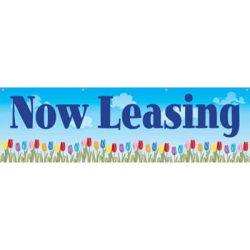 Image for Horizontal Now Leasing Banner, Tulips/Flowers, 10' x 3' from HD Supply