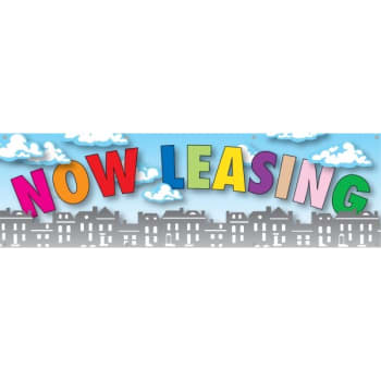 Image for Horizontal Now Leasing Banner, Multicolored Letters, 10' x 3' from HD Supply
