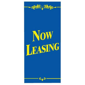 Image for Now Leasing Lawn Banner, Blue and Yellow, 15 x 32 from HD Supply