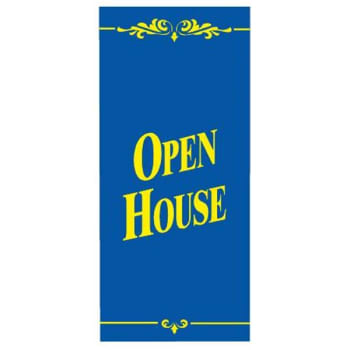 Image for Open House Lawn Banner, Blue and Yellow, 15 x 32 from HD Supply