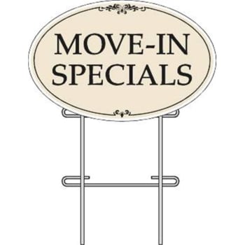 Image for Coroplast Move In Specials Oval Amenity Sign Kit, Black/ivory, 32 X 21 from HD Supply