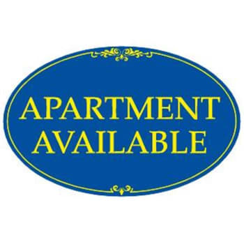 Image for Coroplast Apartment Available Oval Amenity Sign Kit, Blue/Yellow, 32 x 21 from HD Supply