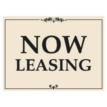 Aluminum Now Leasing Amenity Sign, Black and Ivory, 24 x 18