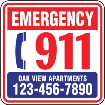 Image for Semi-Custom Emergency 911 Sign, Non-Reflective, 18 x 18 from HD Supply