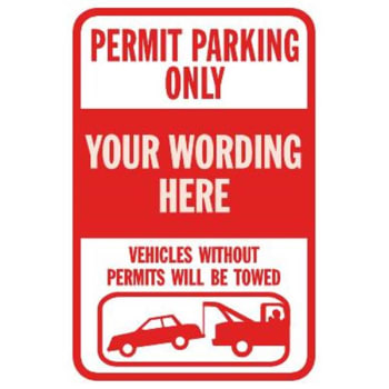 Image for Semi-Custom Permit Parking Only Sign, Red Reflective, 18 x 24 from HD Supply