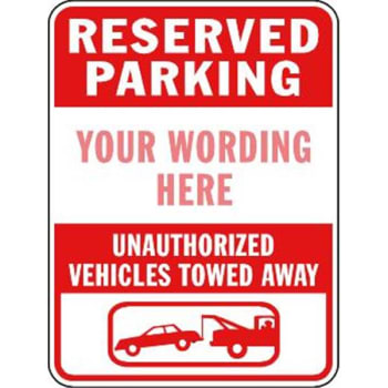 Semi-Custom Reserved Parking Sign, Red Reflective, 12 x 18"