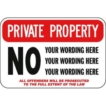 Image for Semi-Custom Private Property/No! Sign, Reflective, 18 x 12 from HD Supply