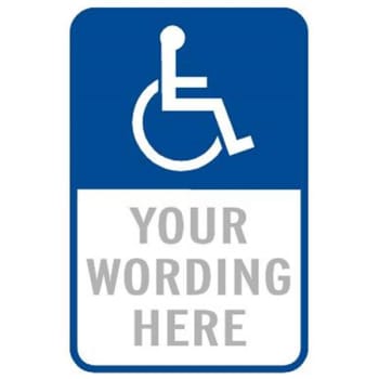 Semi-Custom Disabled Parking Logo Sign Blue Top Half, Non-Reflective, 12 x 18