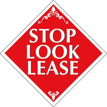 Image for Coroplast Stop! Look! Lease! Diamond Amenity Sign, Red/white, 24 X 24 from HD Supply