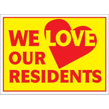 Image for Coroplast We Love Our Residents Amenity Sign, Red/Yellow, 24 x 18 from HD Supply