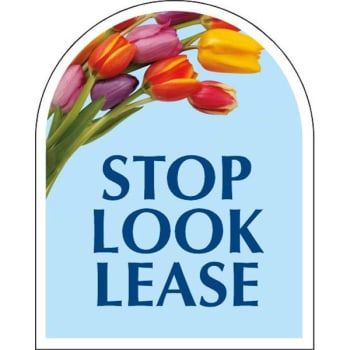 Image for Aluminum Stop! Look! Lease! Arched Amenity Sign, Tulips, 24 x 30 from HD Supply