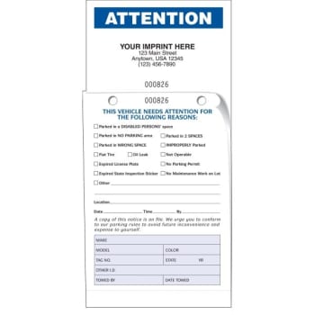 Image for Attention Parking Violation Tags, 4-1/4 x 8-1/2, Book of 50 from HD Supply