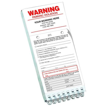 Parking Violation Tags, Clean Warning With Tow Date, 4-1/4" X 8-1/2", Book Of 50