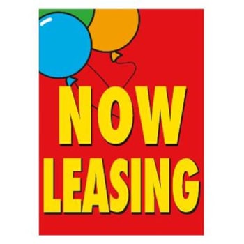 Image for Coroplast Now Leasing Vertical Amenity Sign, Red with Balloons, 18 x 24 from HD Supply