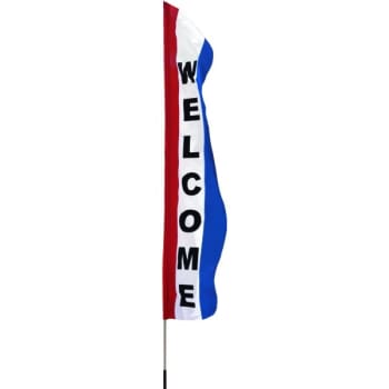 Welcome Flutter Flag Kit, Red/White/Blue, 12'