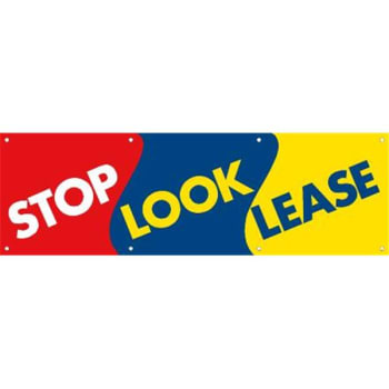 Image for Horizontal Stop! Look! Lease! Banner, Red/blue/yellow, 10' X 3' from HD Supply