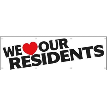 Image for Horizontal We Love Our Residents Banner, Heart Shaped, 15' x 4' from HD Supply